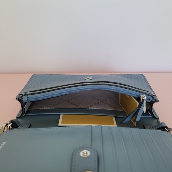 MICHAEL KORS Jet Set Charm Small Phone Pebbled Leather Crossbody- Chambray⭐ - Picture 14 of 16
